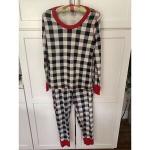 Hanna Andersson Womens Buffalo Check Henley Top Sz M Jogger Pants XL